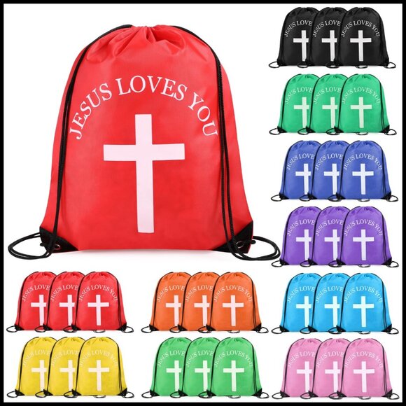 Drawstring Backpack Polyester Daypack Religious Gift Bag Church Event Bulk main image 4